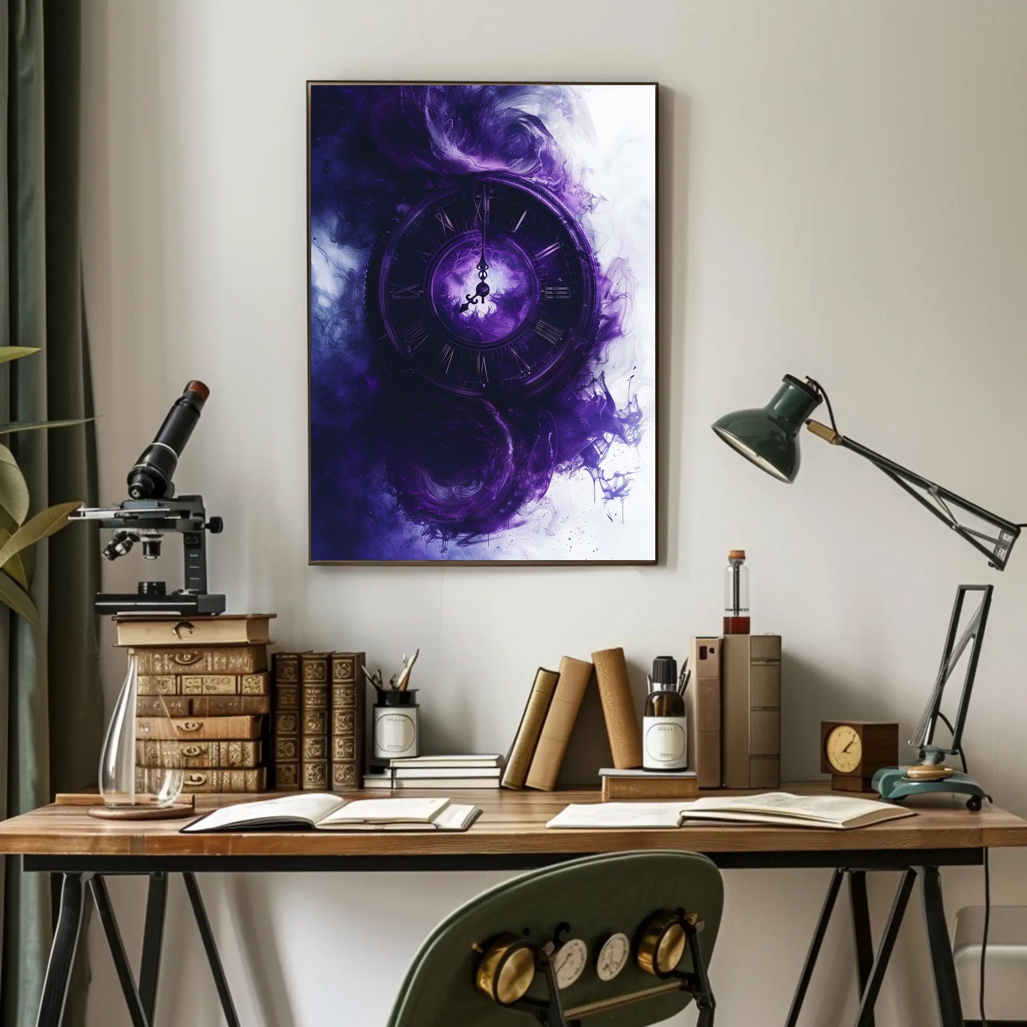 Mystical Clock in Ethereal Clouds Fantasy or Mythology Poster PosterGoat