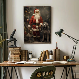 Santa Claus And His Canine Companions Poster