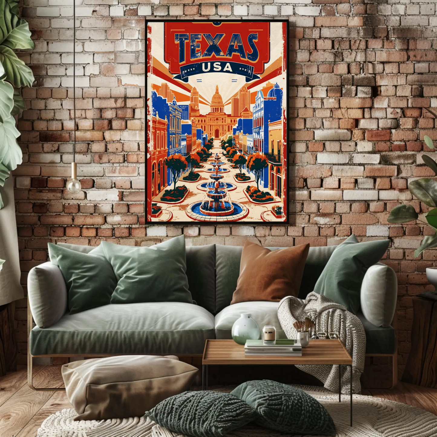 Texas USA Capitol Avenue Vintage Travel Poster