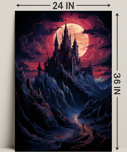 Enchanted Castle Under A Blood Moon Poster