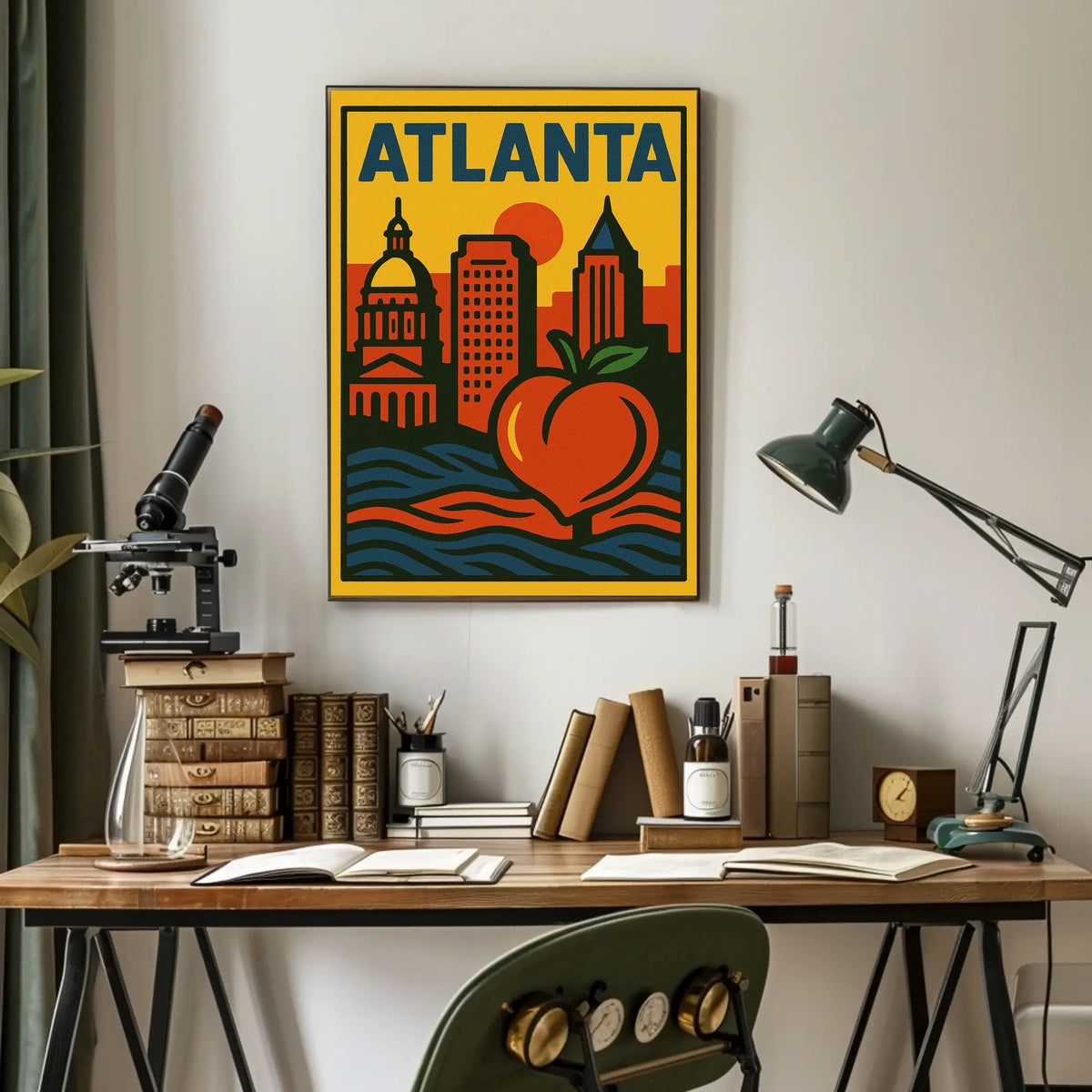 Atlanta Skyline And Peach Poster