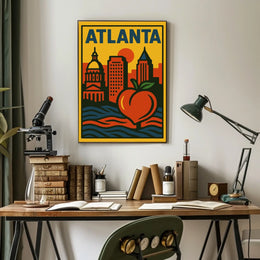 Atlanta Skyline And Peach Poster
