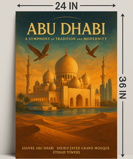Abu Dhabi's Iconic Blend: Cultural Cityscape Travel Poster