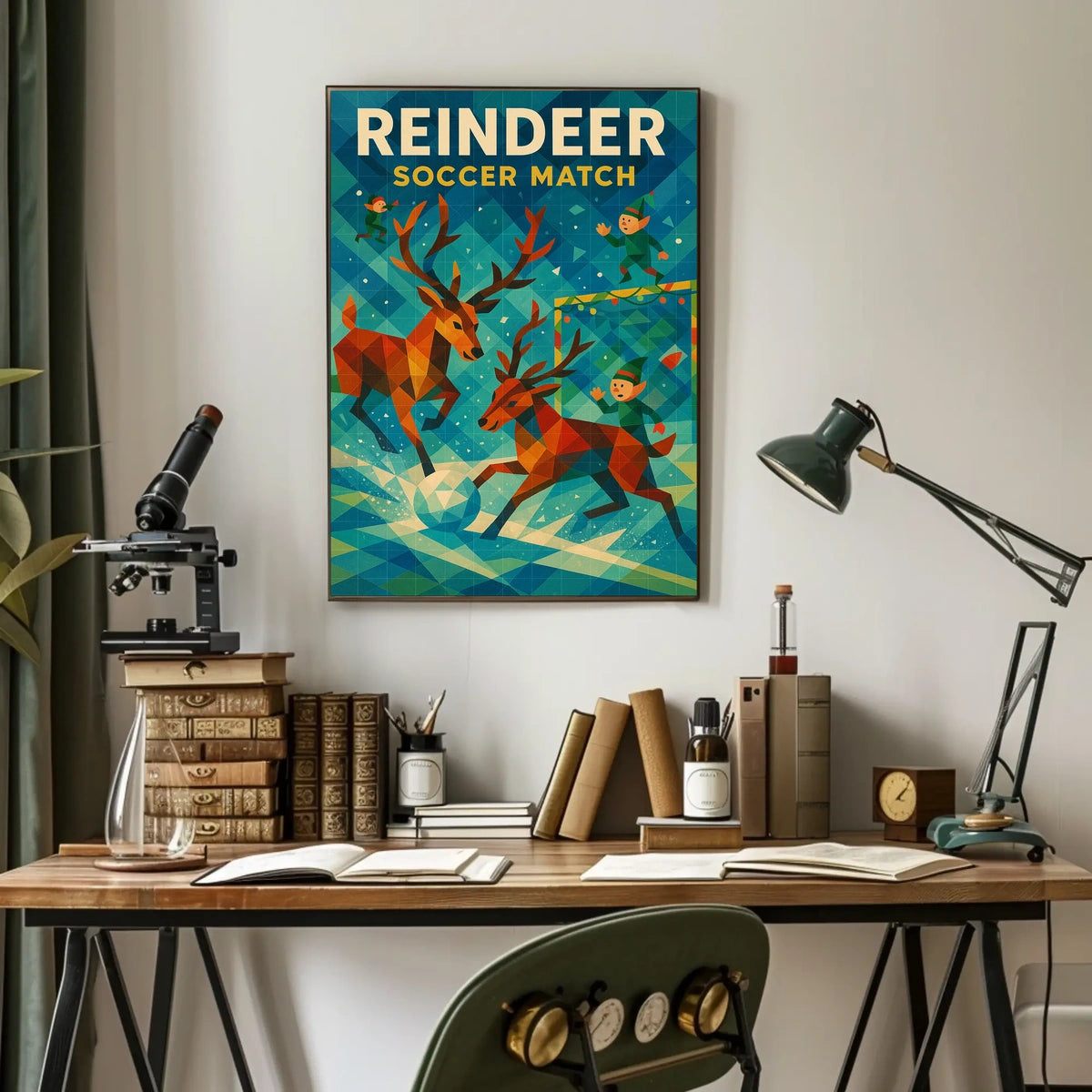 Reindeer Soccer Match: Festive Winter Wonderland Poster