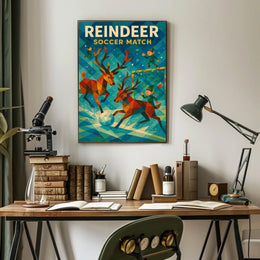Reindeer Soccer Match: Festive Winter Wonderland Poster