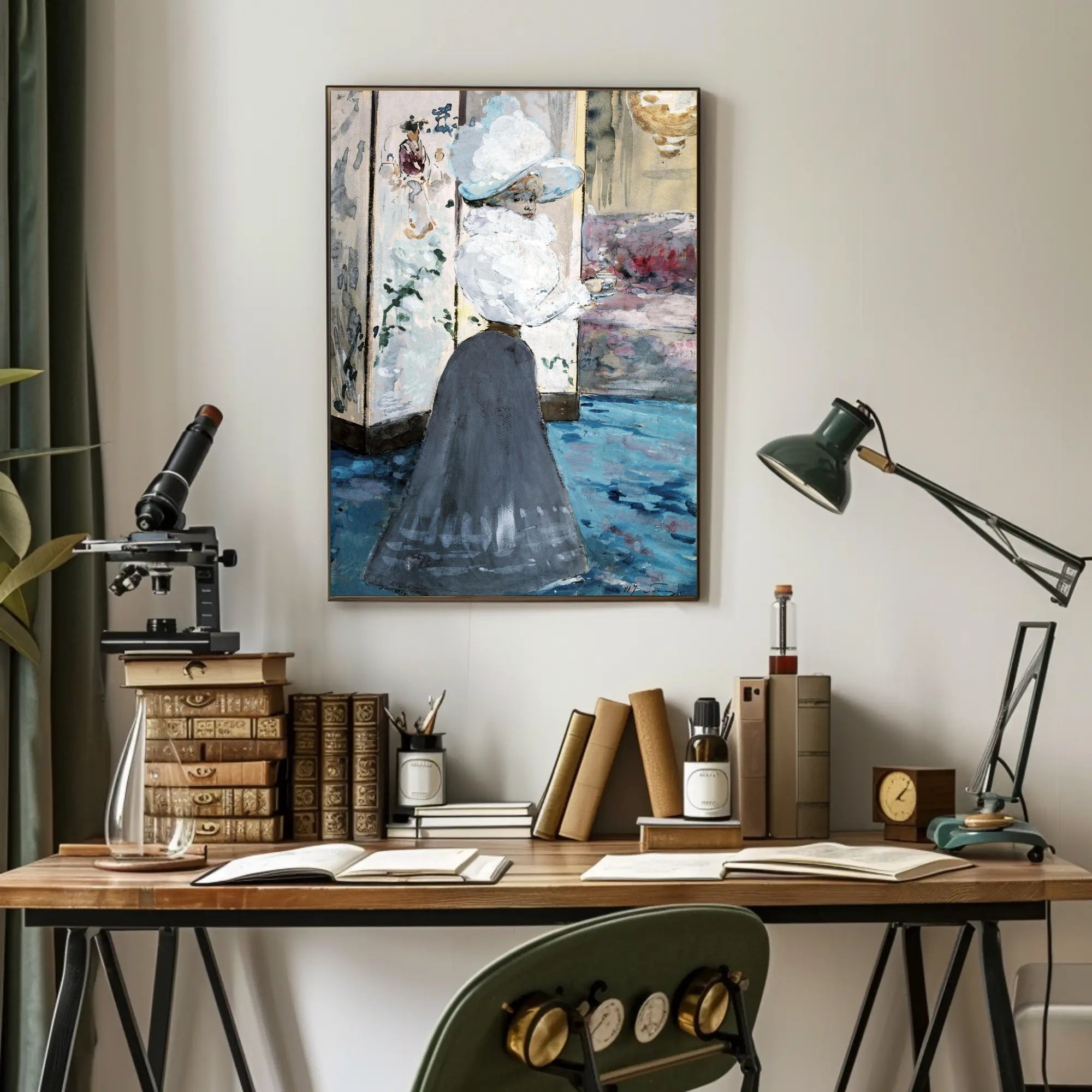 Victorian Elegance: Woman with Feathered Hat Artistic Poster
