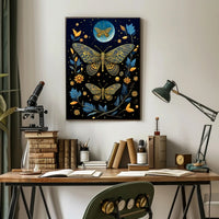 Ethereal Moths in Nature-Inspired Artistic Poster