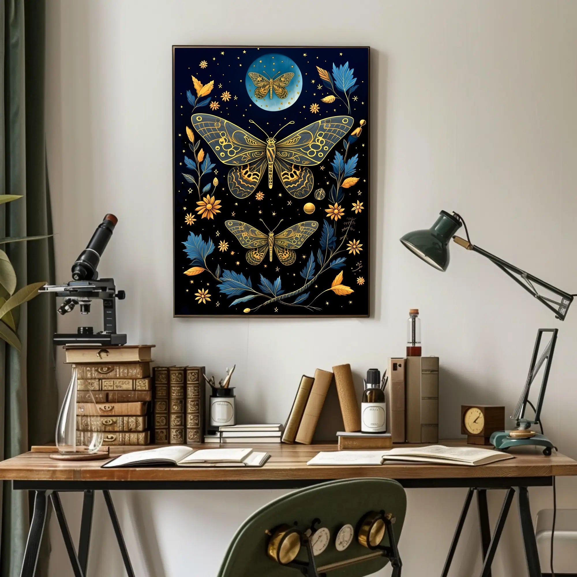 Ethereal Moths in Nature-Inspired Artistic Poster