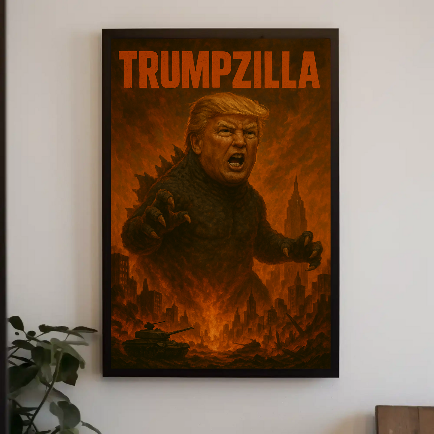 Trumpzilla Parody Vintage Travel Poster Funny Political Art
