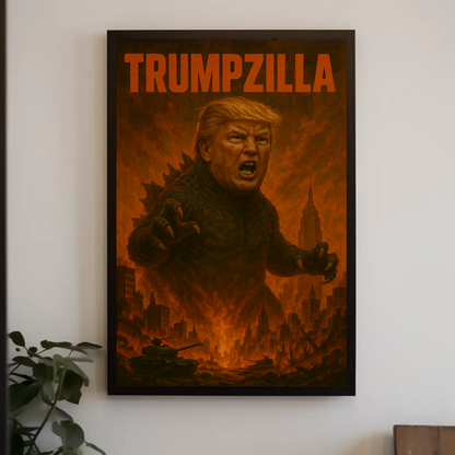 Trumpzilla Parody Vintage Travel Poster Funny Political Art