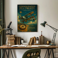 Vintage Aviation Poster: Consolidated PT-1 Trusty Adventure