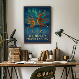 Reindeer Figure Skating Enchantment - Fantasy or Mythology Poster