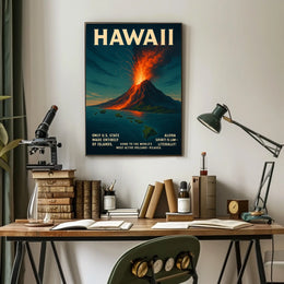 Hawaii Volcano Adventure Vintage Travel Poster Print