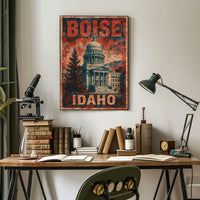 Boise, Idaho Vintage Capitol Vintage Poster