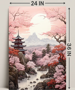 Tranquil Cherry Blossom Landscape Poster