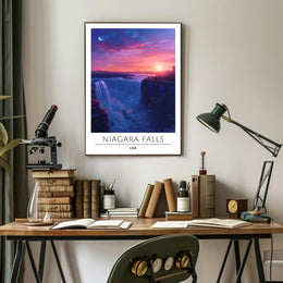 Niagara Falls Sunset Travel Poster