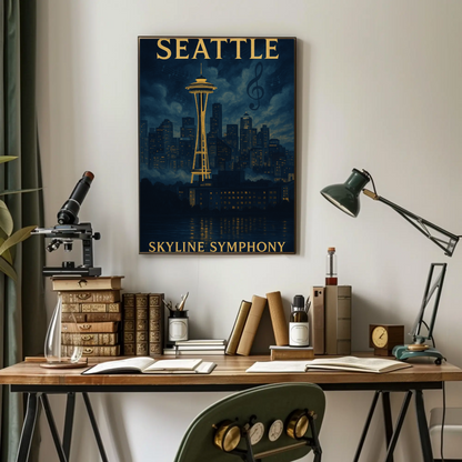 Seattle Skyline Symphony Travel Poster