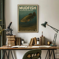 Mudfish Freshwater Illustration Vintage Educational Animal Poster PosterGoat