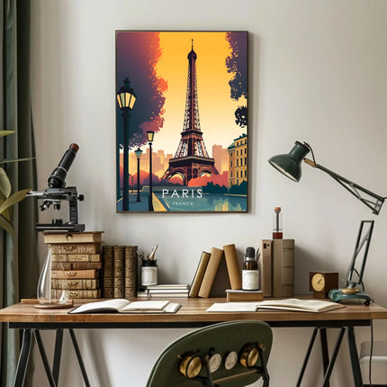 Eiffel Tower Sunset Elegance Travel Poster