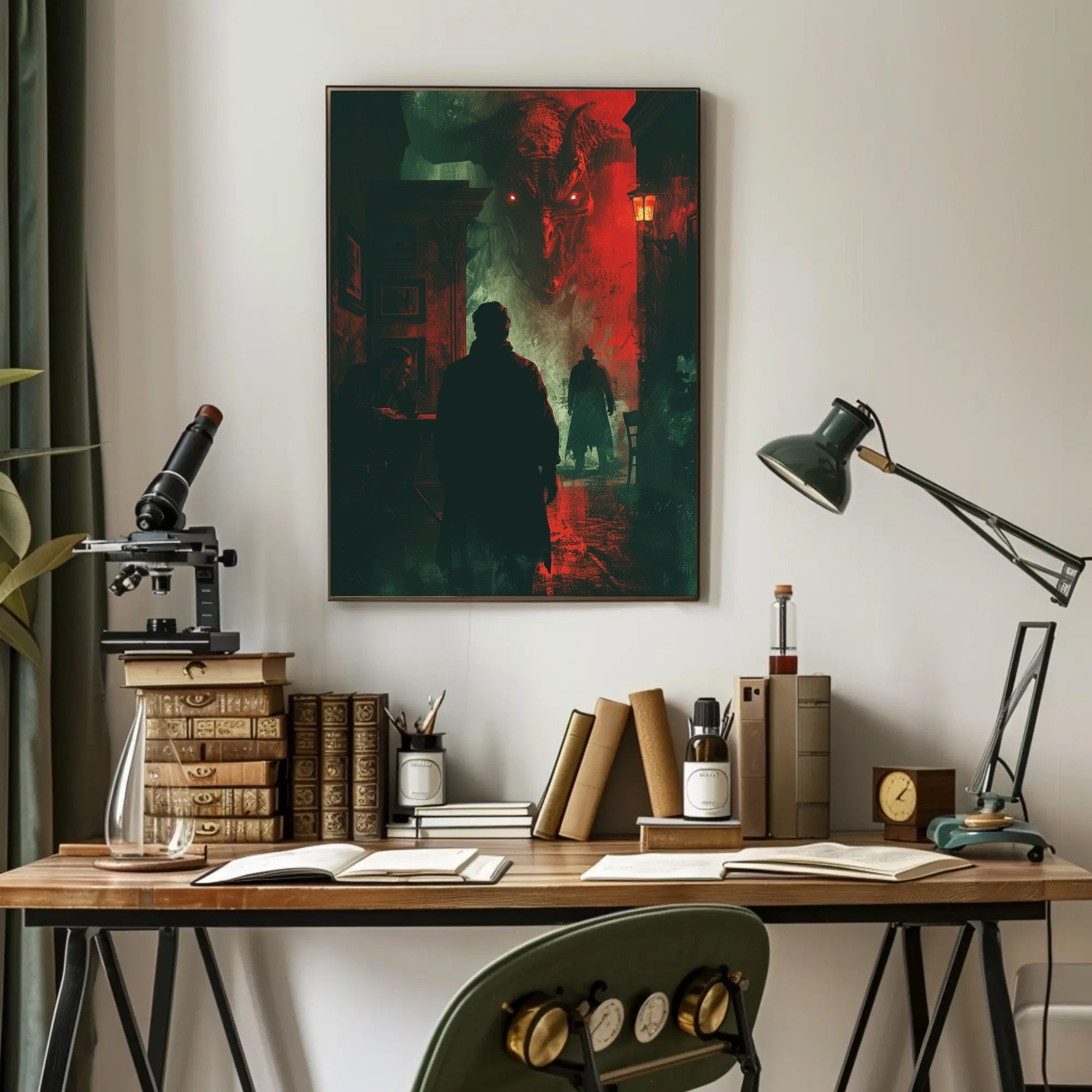 Dark Gothic Horror Scene with Investigators – Fantasy or Mythology Poster PosterGoat