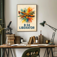 B-24 Liberator WWII Airplane Art Poster Print