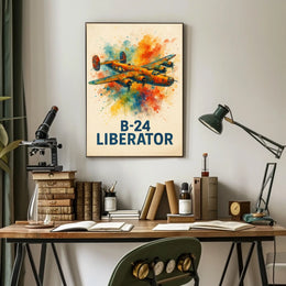 B-24 Liberator WWII Airplane Art Poster Print
