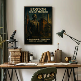 Boston African American Heritage Scenic Retro Travel Poster