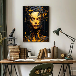 Dynamic Abstract Portrait: Explosive Modern Art Poster