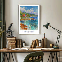 Honduras Coastal Scene Watercolor Travel Poster PosterGoat