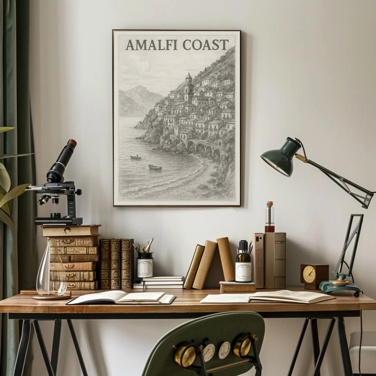 Amalfi Coast Poster Wall Art for Coastal Decor and Travel