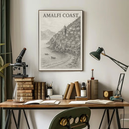 Amalfi Coast Poster Wall Art for Coastal Decor and Travel