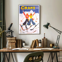 Skiing Adventure in Crans Swiss Alps Travel Poster PosterGoat