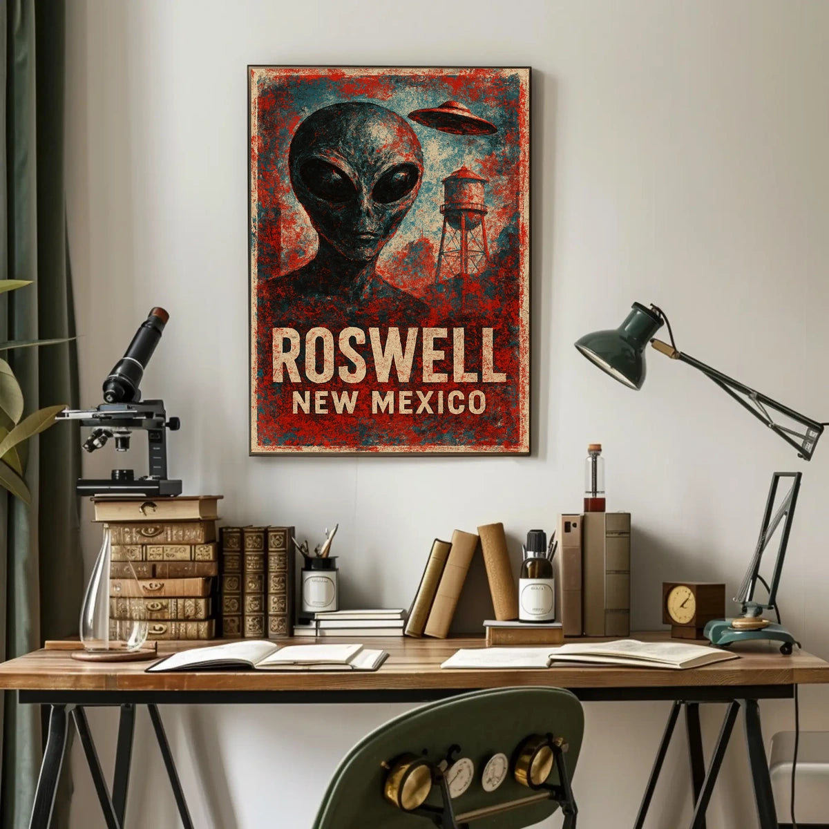 Roswell UFO Vintage Distressed SciFi Collectors Poster