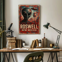 Roswell UFO Vintage Distressed SciFi Collectors Poster