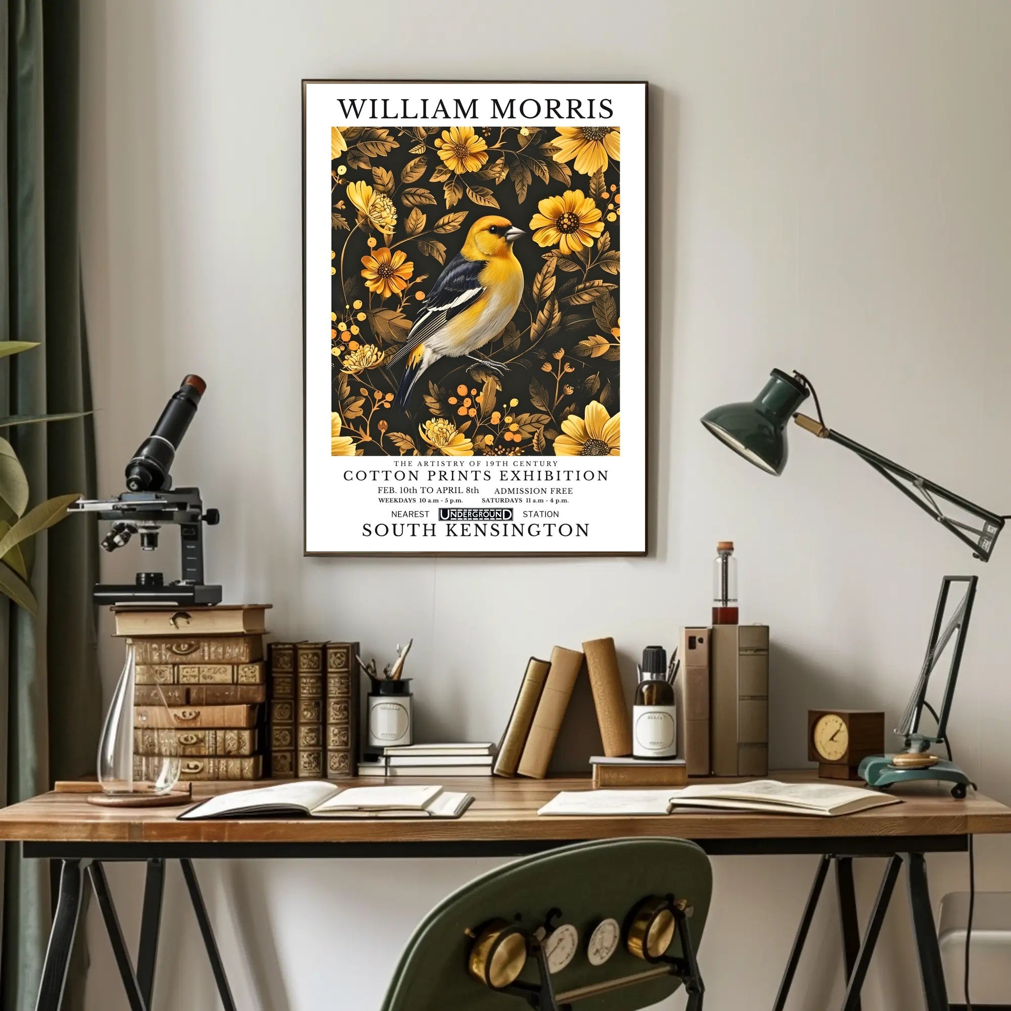 William Morris Inspired Elegant Bird Exhibition Artistic Poster
