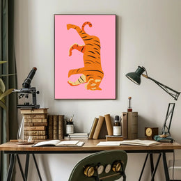 Tiger's Playful Dance: Abstract or Artistic Poster PosterGoat