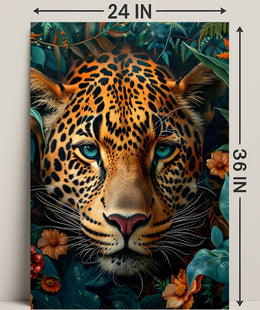 Leopard's Tranquil Gaze: Photorealistic Animal Poster