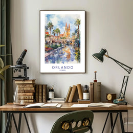 Orlando Watercolor Scene Poster PosterGoat