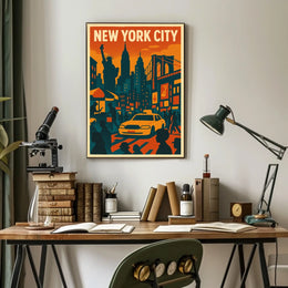 Vibrant New York City Poster for Urban Home Decor Art