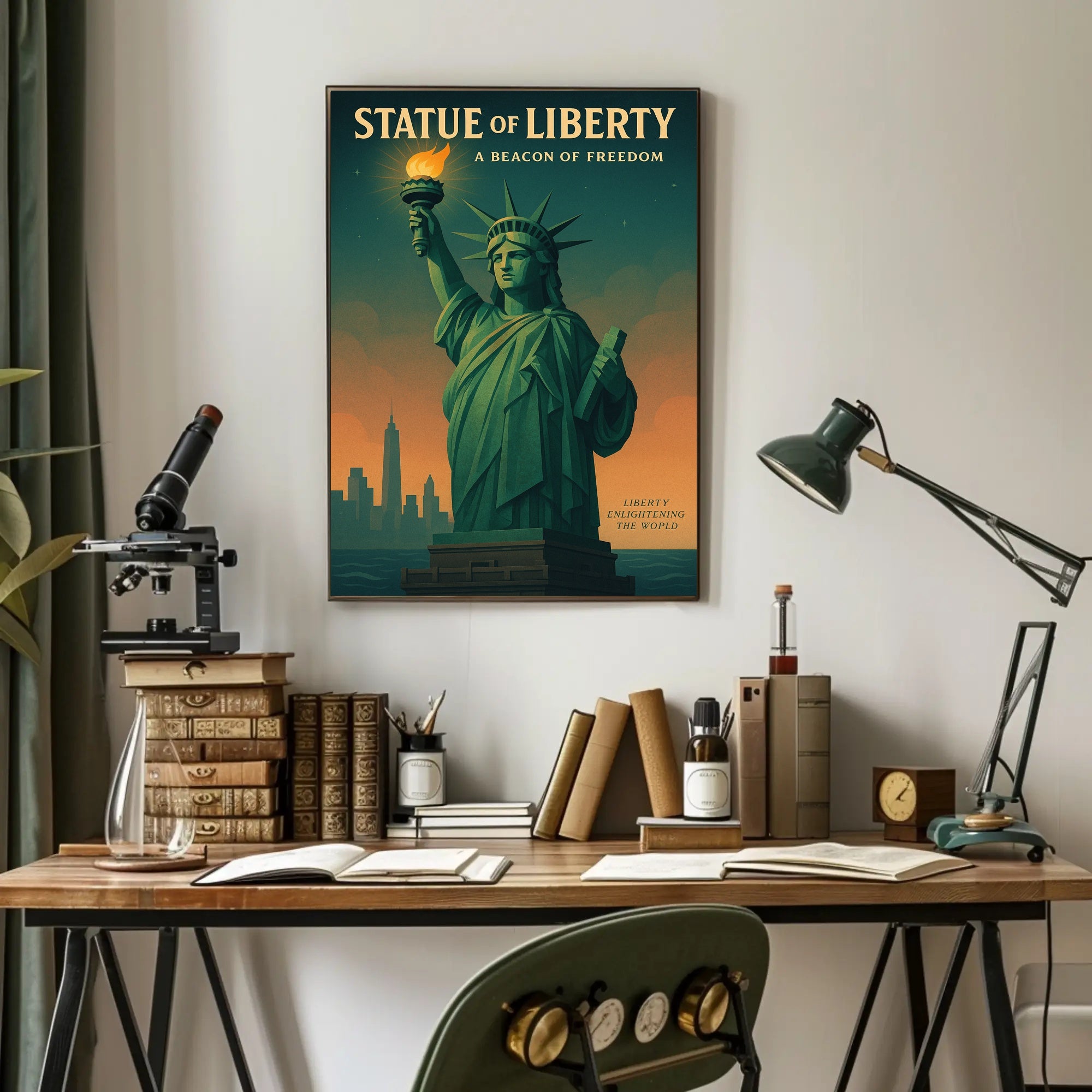 Statue of Liberty Sunset Urban or Cityscape Poster