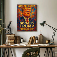 Donald Trump Fiery Leadership Resilience Impressionism Patriotic Motivational Poster