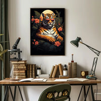 Tiger sunglasses jungle scene – Artistic Animal Poster