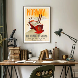 Norway Ski Adventure Vintage Travel Poster PosterGoat
