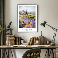 Provence Countryside Watercolor Art for Idyllic Landscape Poster PosterGoat