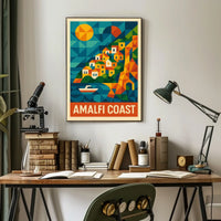 Amalfi Coast Poster Wall Art 18x24 Scenic Seaside Decor