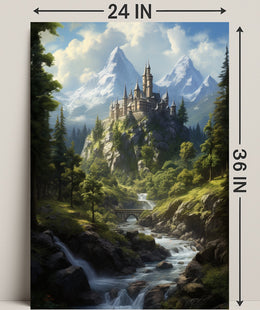 Enchanted Mountain Castle Poster PosterGoat