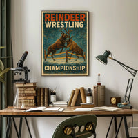 Reindeer Wrestling Championship: Bold Whimsical Sports Poster