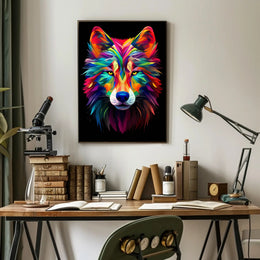 Vibrant Wolf Art Poster PosterGoat