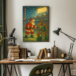 Santa's Whimsical Sports Stadium Christmas Poster