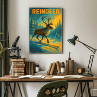 Reindeer On Skis Poster